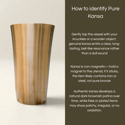 Pure kansa lassi glass bronze by Kansyam with a sleek design and natural patina for authentic use