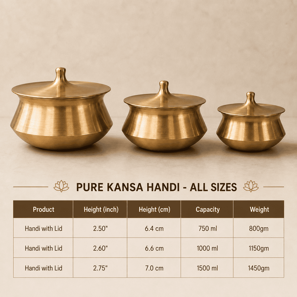 Pure Kansa Handi, Matte finish, 1.5 litre