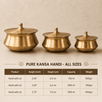 Pure Kansa Handi, Matte finish, 1.5 litre