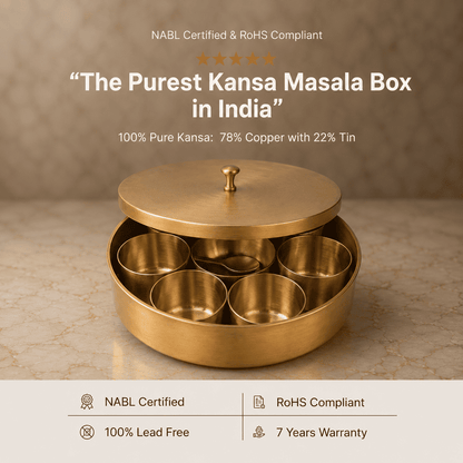 Kansa Masala Box, Spice Box, 8 containers & 1 spoon