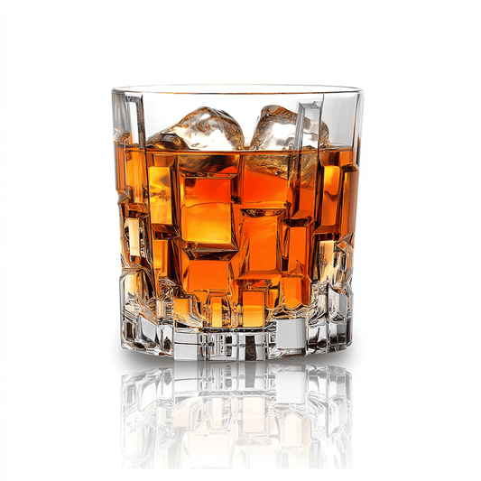 RCR Etna DOF Crystal Whiskey Glasses, 330ml, Set of 6 on a white background and a shiny surface