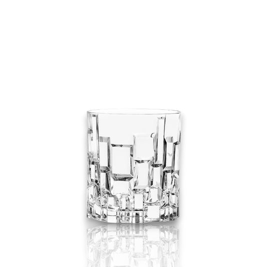RCR Etna DOF Whiskey Glasses featuring a modern geometric design with a stunning crystal finish