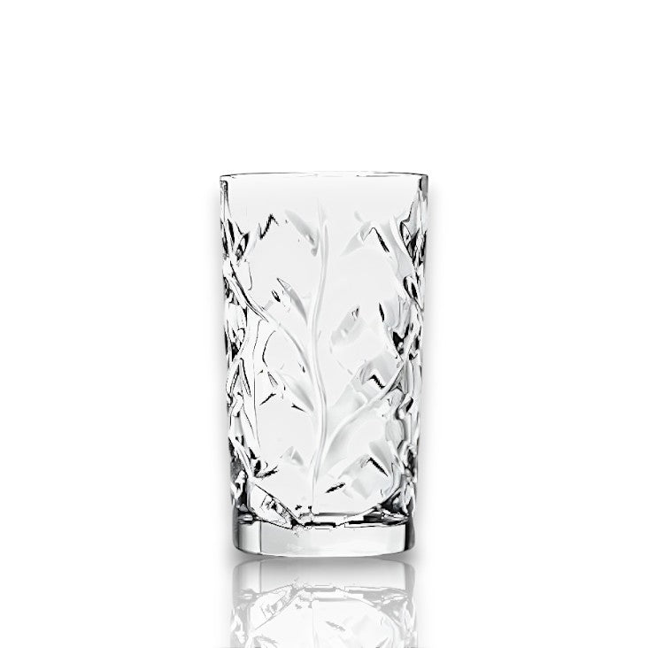 RCR Laurus cocktail glass set featuring an elegant leaf pattern and crystal clarity for fine cocktails