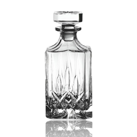 RCR Opera whiskey decanter featuring elegant crystal design and stunning geometric cut patterns