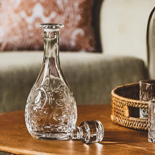 RCR Tattoo round whiskey decanter in elegant crystal design, perfect for serving fine spirits
