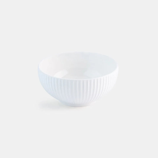 Rena Porcelain Linear White Bowl 15 cm 750 ml with elegant ribbed design for modern dining