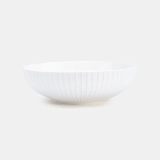 Rena Porcelain Linear White Bowl 18 cm 750 ml with elegant ribbed design for serving salads and pasta