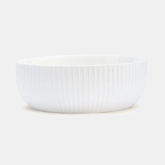 Rena Porcelain Linear White Bowl 22 cm 2200 ml with a stylish ribbed design for elegant dining