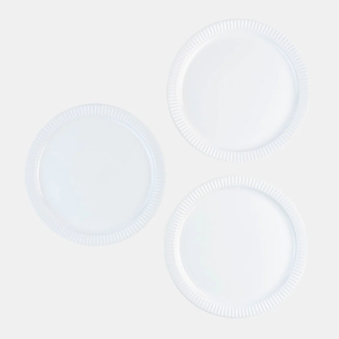 Rena Porcelain Linear White Dinner Plate 3 pcs Set 10.5 inches for elegant dining experiences