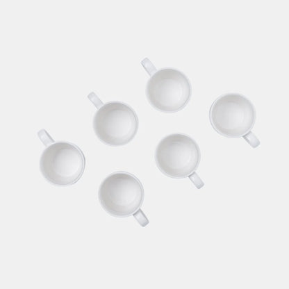 Rena Porcelain Linear White Espresso Cup 125 ml 6 pcs Set arranged together for a classic coffee experience