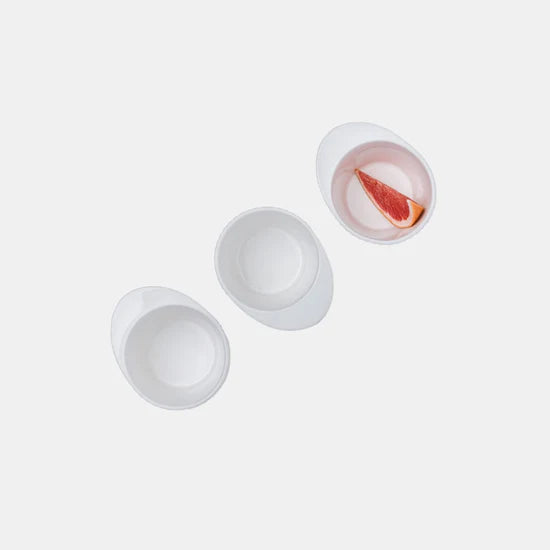 Rena Porcelain Linear White Tall Cup 200 ml Set of 3 featuring curved edges and smooth design