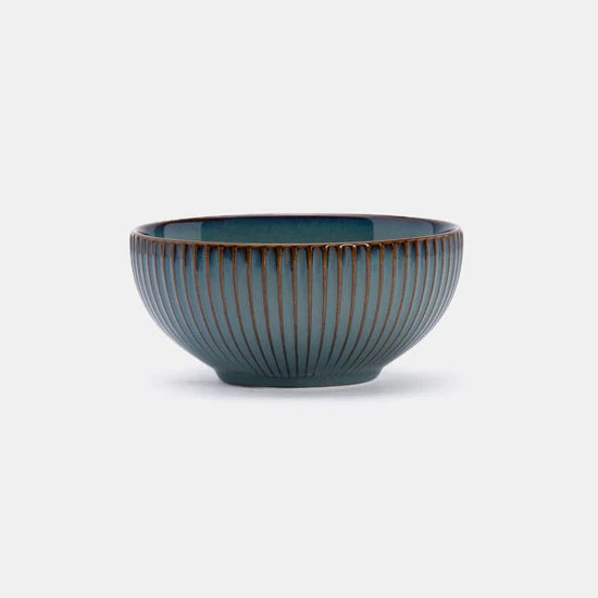 Rena Porcelain Teal Bowl 15 cm 750 ml featuring a stylish ribbed design perfect for serving or decor