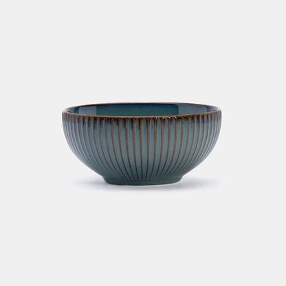 Rena Porcelain Teal Bowl 15 cm 750 ml featuring a stylish ribbed design perfect for serving or decor