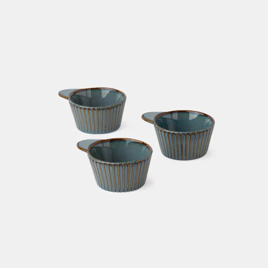 Rena Porcelain Teal Regular Cup 200ml Set of 3 with Elegant Design and Comfortable Handles