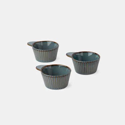 Rena Porcelain Teal Regular Cup 200ml Set of 3 with Elegant Design and Comfortable Handles