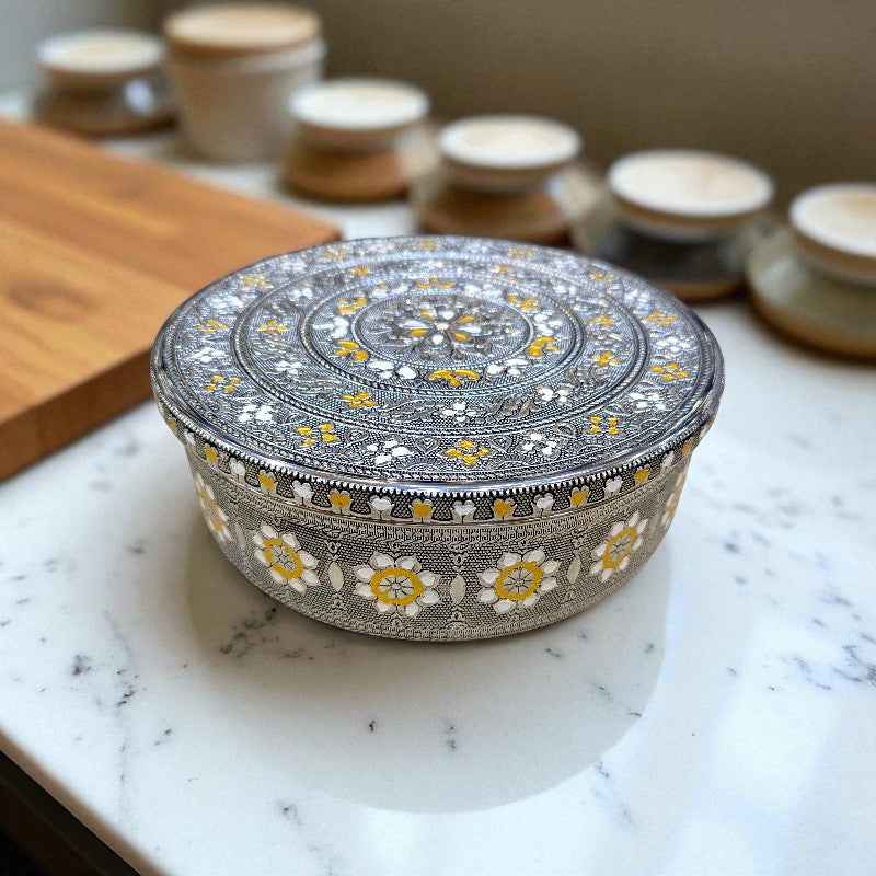 Antique Retro Stainless Steel Masala Box with 7 bowls