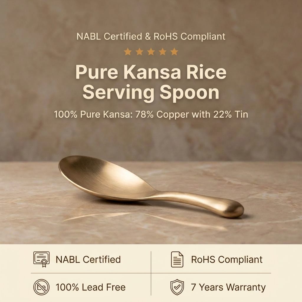 Pure Kansa Rice Serving Spoon – 100% Pure Kansa, NABL Certified & RoHS Compliant