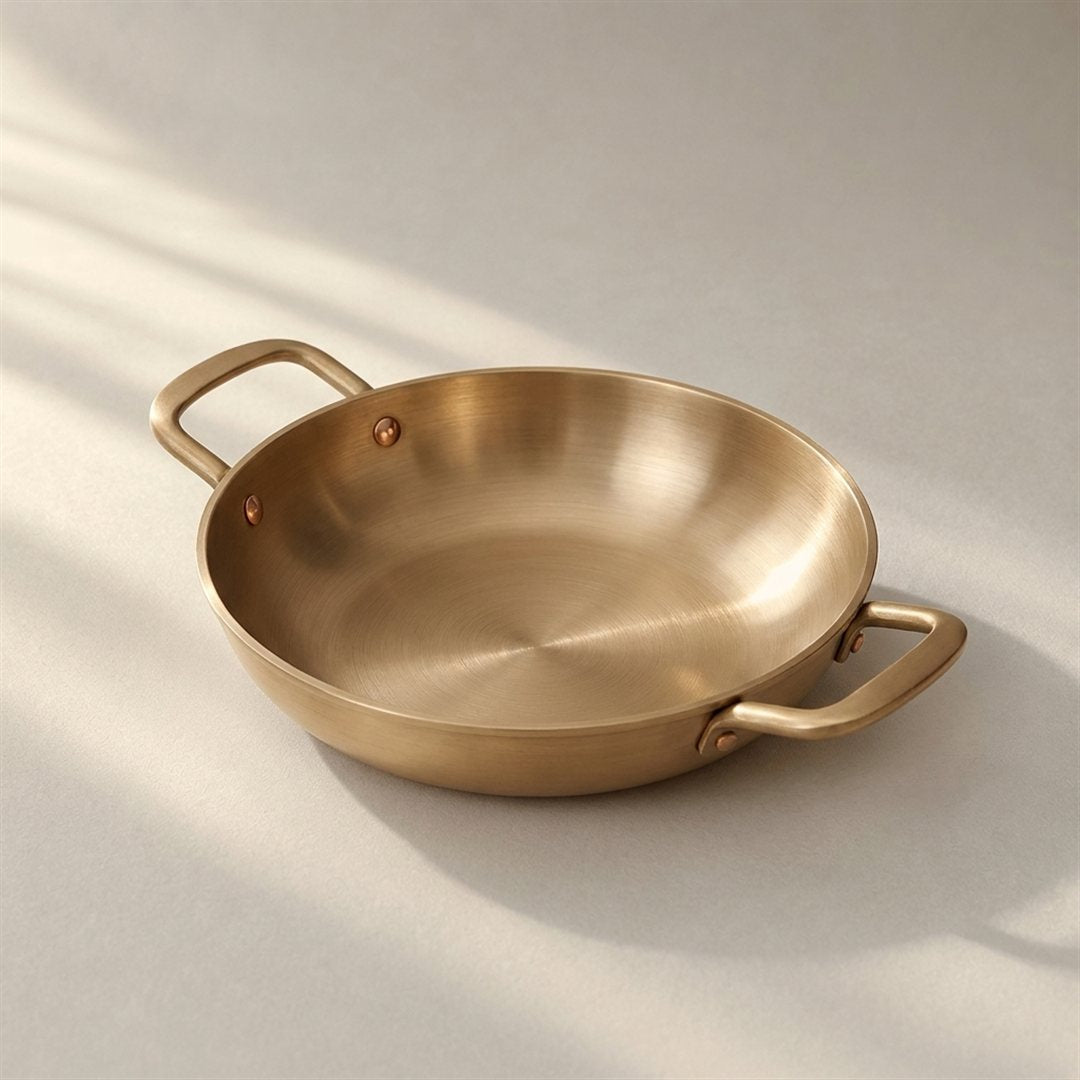 Ruby Kansa Kadai - pure bronze kadai with riveted loop handles