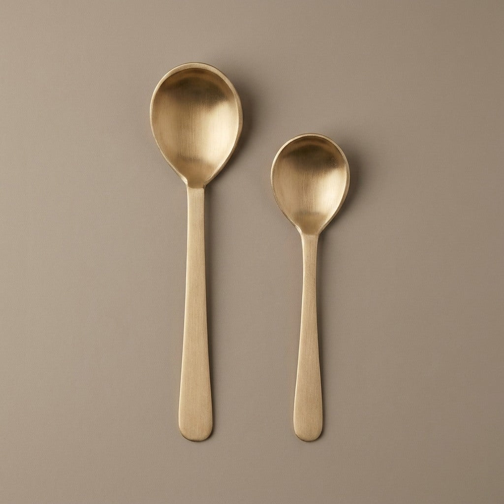 Ruby Round Serving Spoon Small and Large size comparison