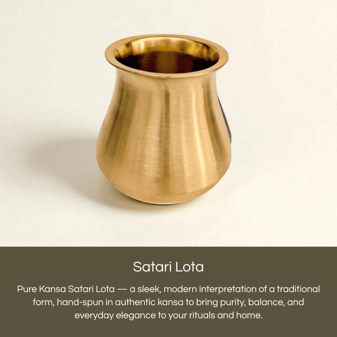 Satari Kansa Lota 485ml in a sleek design, hand-spun for balance and elegance in rituals and home decor