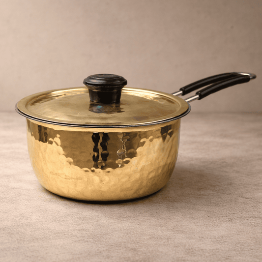 Tamira Pure Brass Saucepan With Insulated Handle & Lid, 2.4 litre