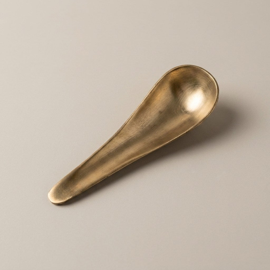 Pure Kansa Deep Soup Spoon, Matte Finished – angled view 1