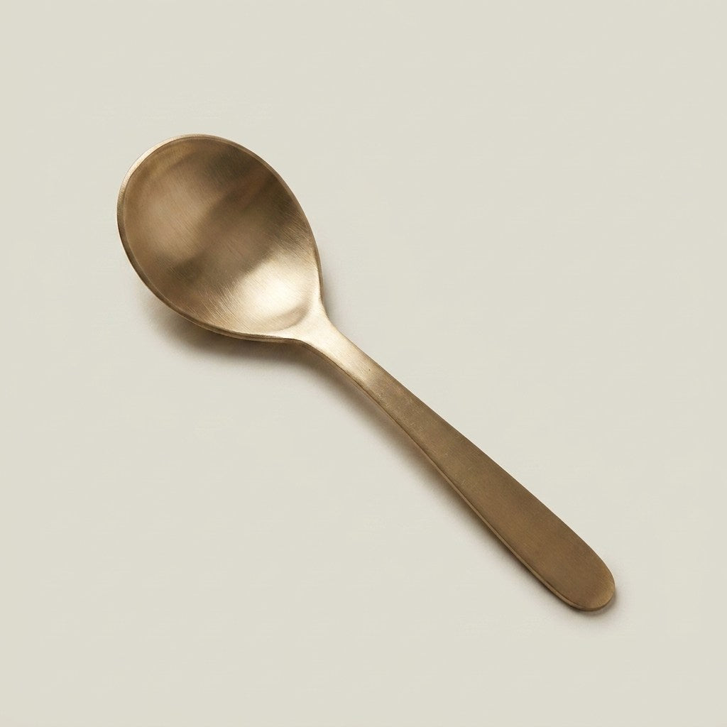 Pure Kansa Large Soup Spoon, Matte Finished – angled view 1