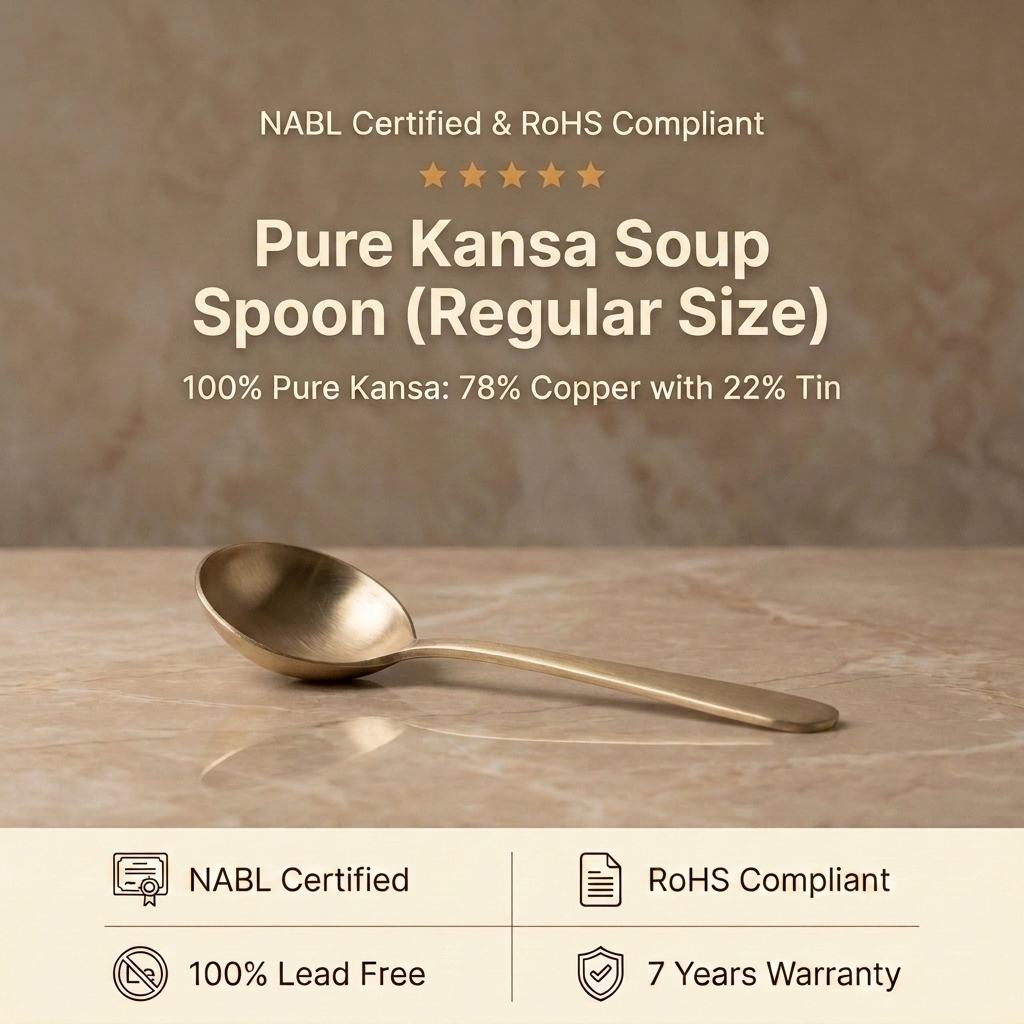 Pure Kansa Regular Size Soup Spoon, Matte Finished