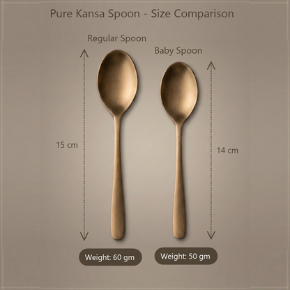 Pure Kansa Spoon size comparison - Regular 15cm vs Baby 14cm