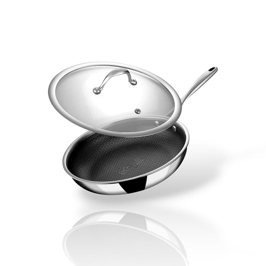 Stahl Artisan Hybrid Triply Fry Pan with Lid 20 cm featuring a durable non-stick surface for versatile cooking