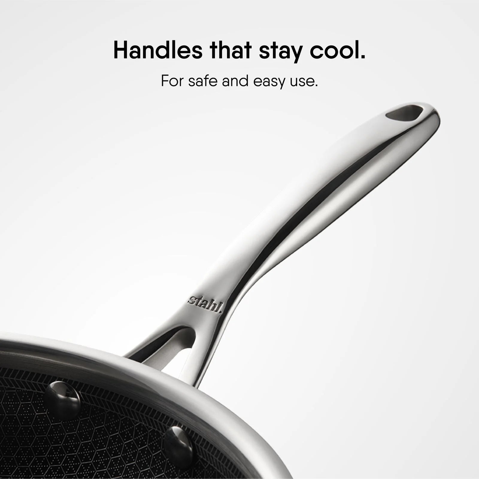 Stahl Artisan Hybrid Triply Fry Pan with Lid 24 cm featuring cool-touch handles for safe cooking
