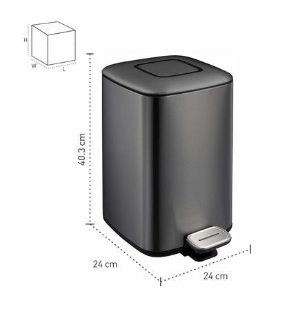 Obsessions Regent Stainless Steel Dustbin 12 Ltr Black –  with ergonomic design
