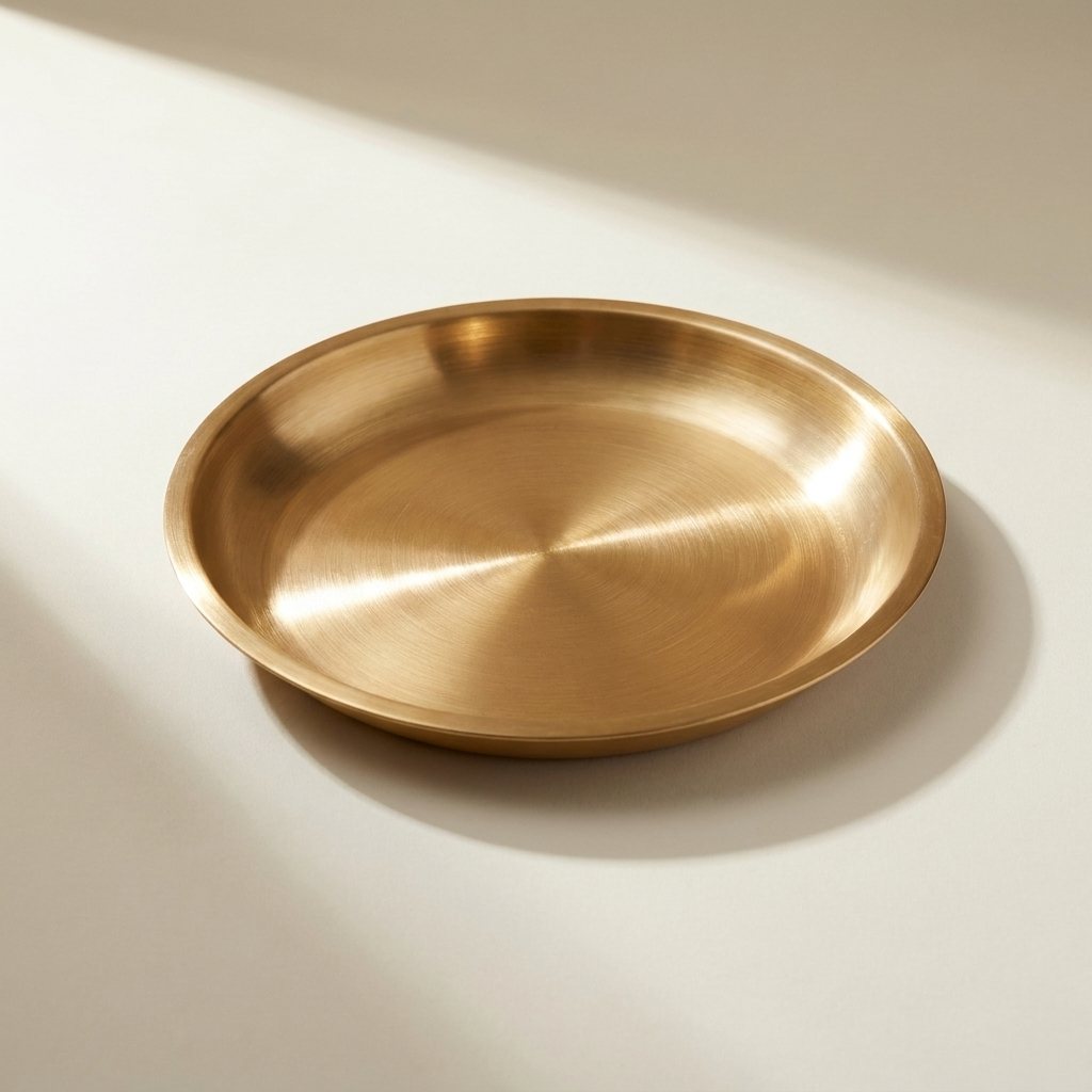 Classic Kansa Tarbhana Pooja Thali, Bronze, 8 inch — pure kansa bronze pooja plate