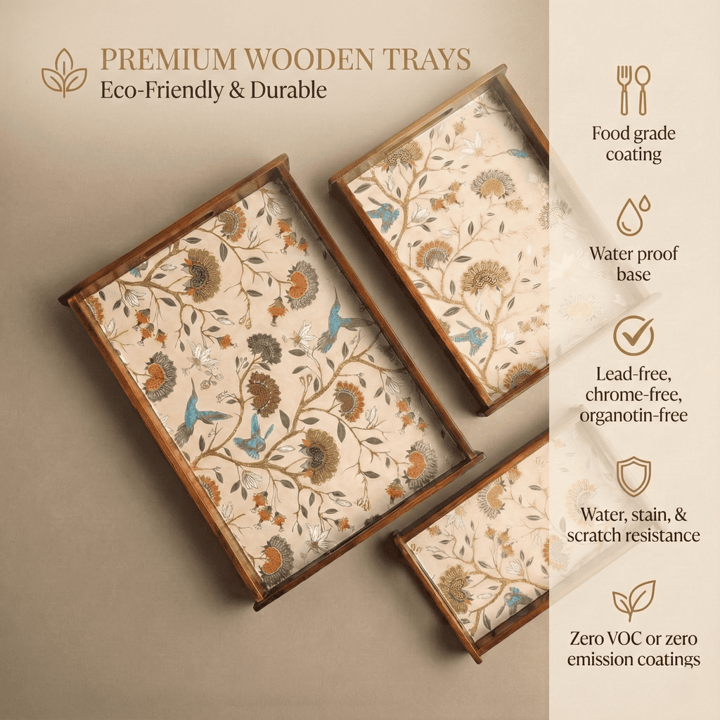 Gardenia Wooden Serving Tray, Set of 2, Premium Teak Wood (Copy)