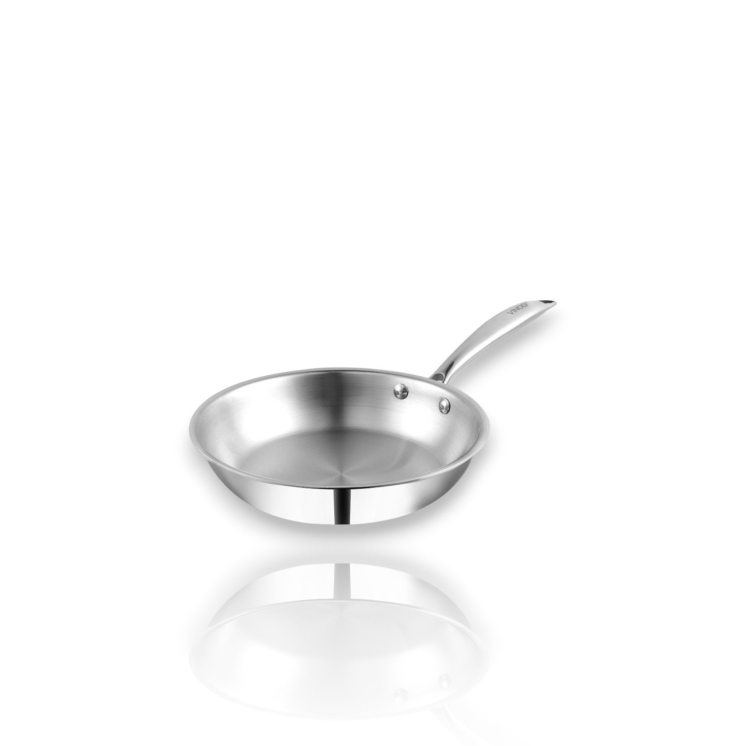 Vinod Platinum Triply Stainless Steel Frypan 16cm with polished surface for even cooking