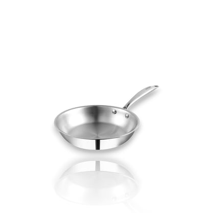 Vinod Platinum Triply Stainless Steel Frypan 16cm with polished surface for even cooking
