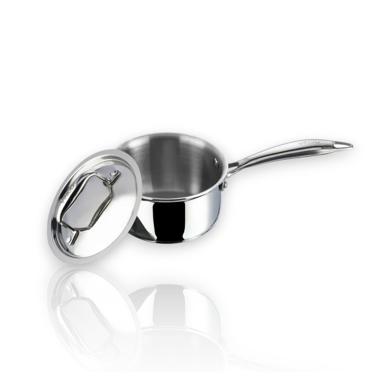 Vinod Platinum Triply Stainless Steel Saucepan 18cm 2.2L with a lid for versatile cooking