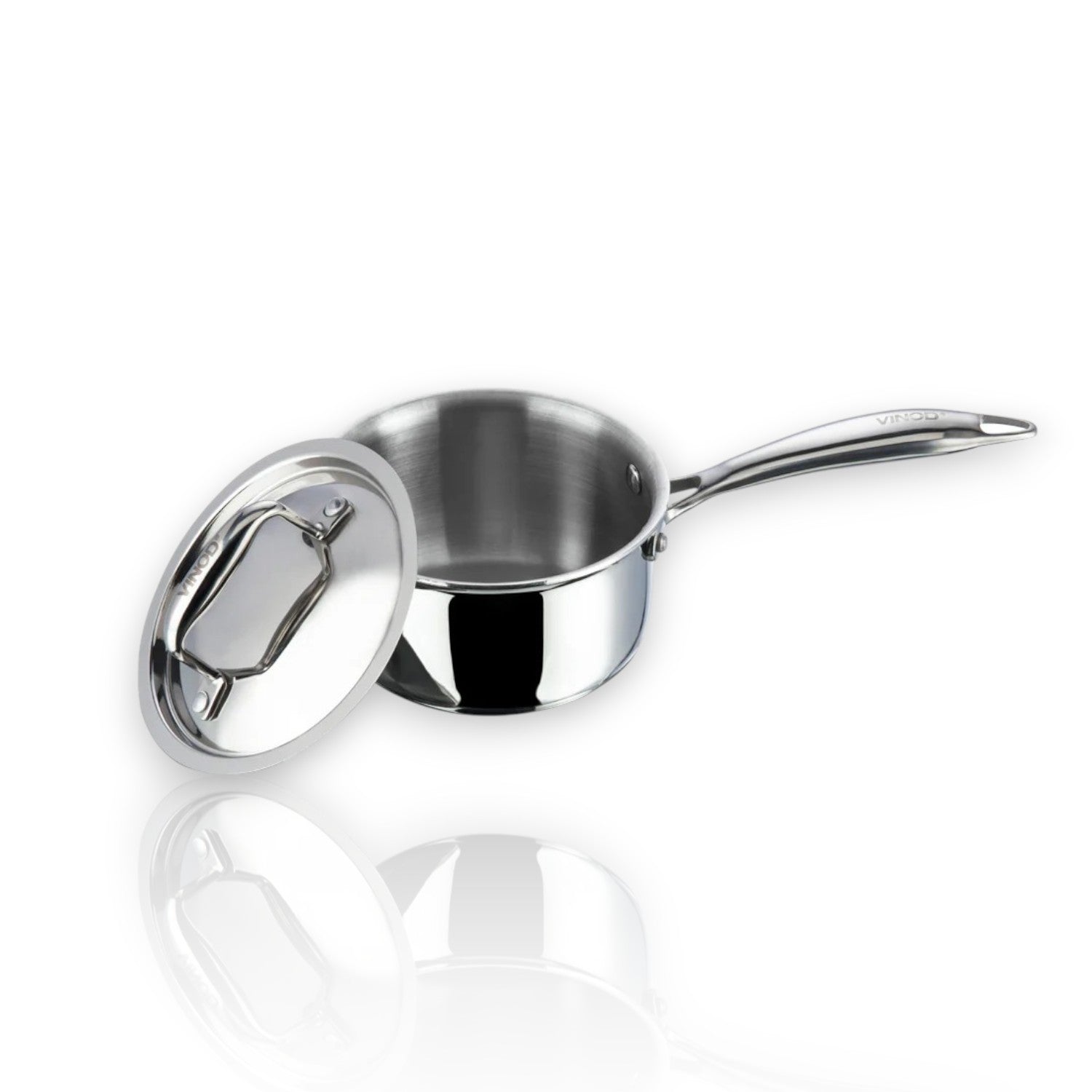 Vinod Platinum Triply Stainless Steel Saucepan 18cm 2.2L with a lid for versatile cooking