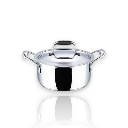 Vinod Platinum Triply Stainless Steel Saucepot 22cm 4L with lid and sturdy handles for even cooking